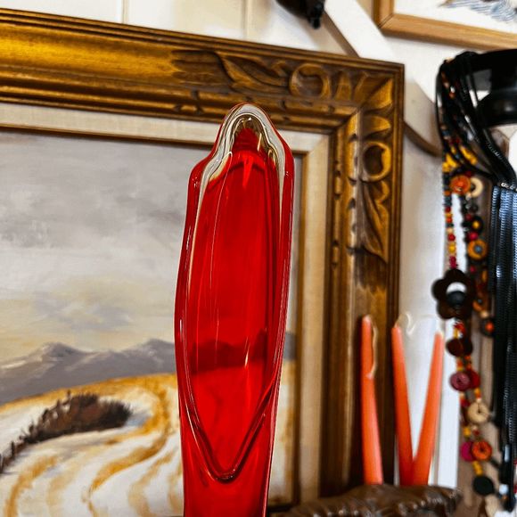 Vintage Viking Glass Epic Arching Thumb Print Footed Vase PLEASE DO NOT BUNDLE - Picture 7 of 8